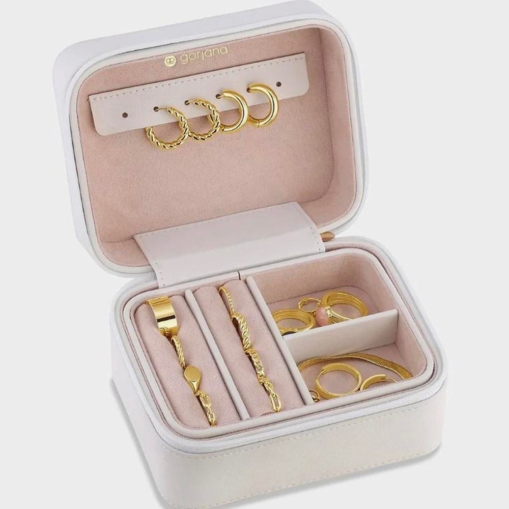 Gorjana Gold Ring and Hoop Jewelry Set with Blush Interior